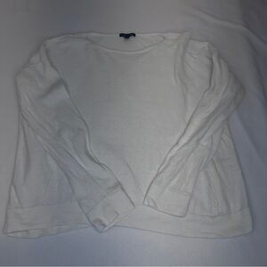 Eileen Fisher White Long Sleeve Top, Linen Cotton Blend, Minimalist Luxury, M